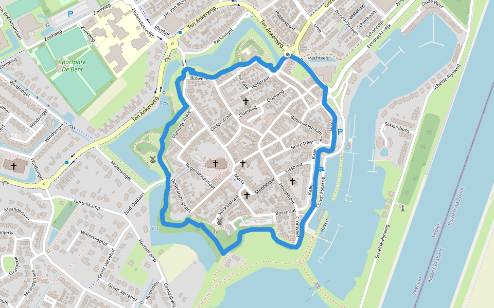 Vest walking route map in Tholen