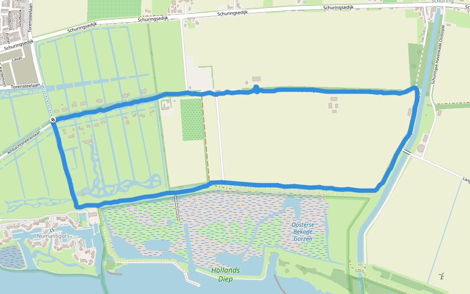 Schuringsche Haven walking route map in Numansdorp