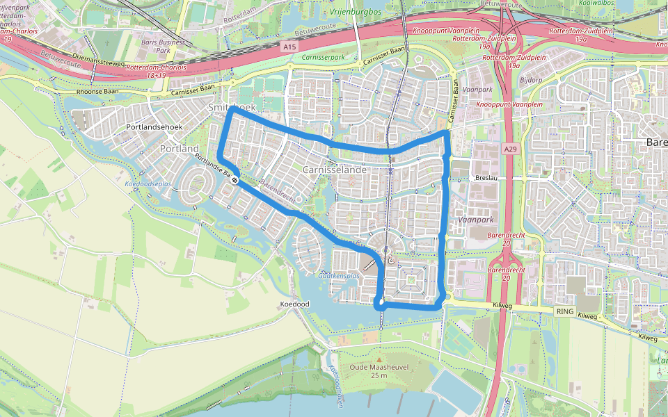 Gaatkensplas walking route map in Rhoon