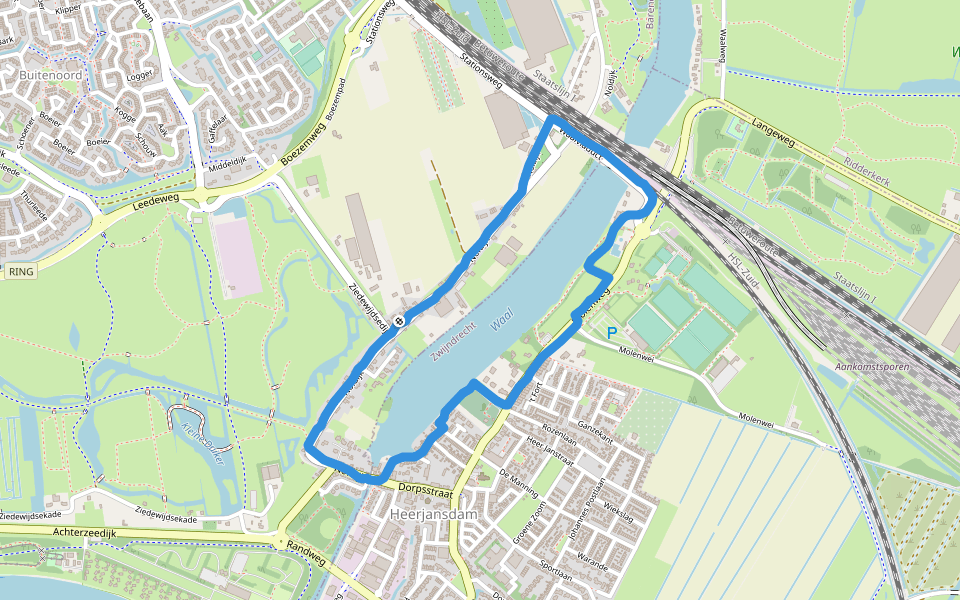 Waal walking route map in Barendrecht