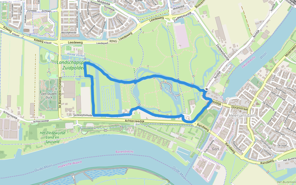 Landschapspark Zuidpolder walking route map in Barendrecht
