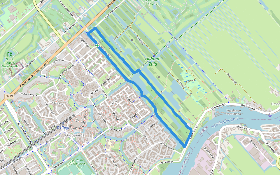 Hitland-Zuid walking route map in Capelle aan den IJssel