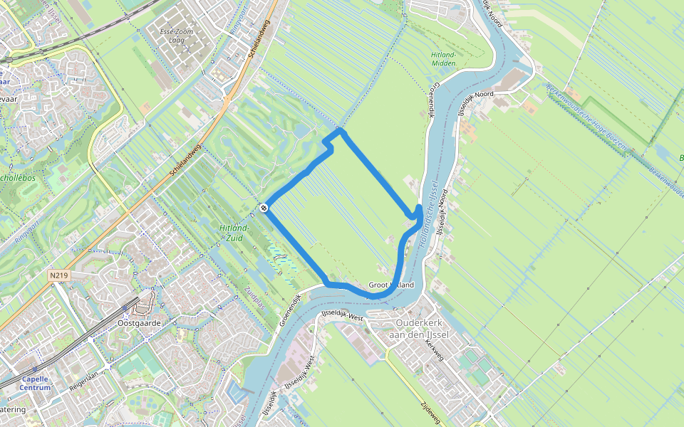 Hitland-Zuid walking route map in Nieuwerkerk aan den IJssel