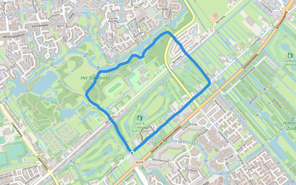 Het Schollebos walking route map in Capelle aan den IJssel