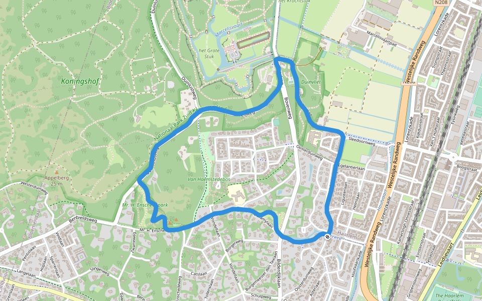 Nationaal Park Zuid-Kennemerland walking route map in Aerdenhout