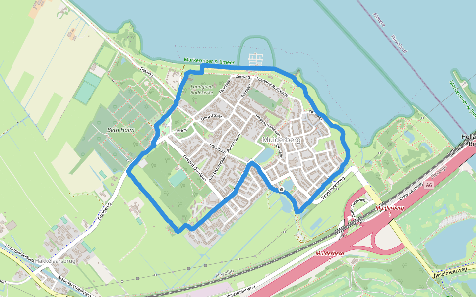 Muiderberg walking route map in Muiderberg