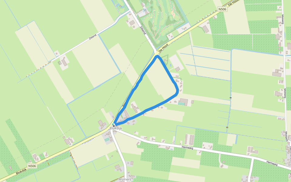 Blokdijk walking route map in Wijdenes