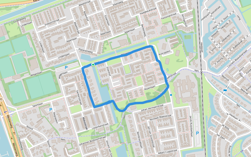 Wilgenlaan walking route map in Schagen