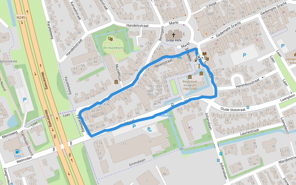 Boerderij- en Rijtuigenmuseum Vreeburg walking route map in Schagen