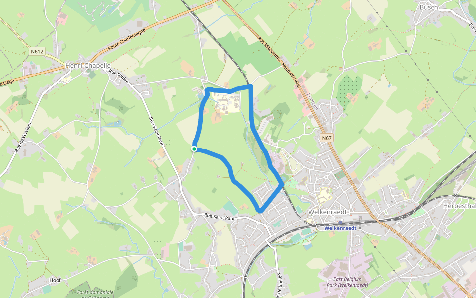 Parc du Vieux Saule walking route map in Welkenraedt