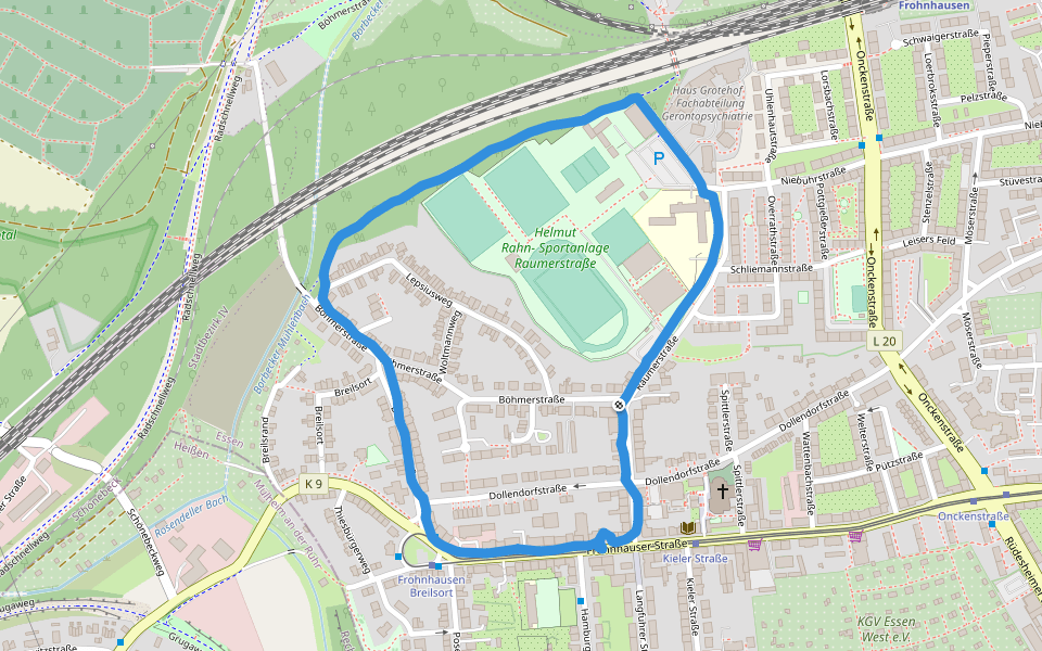 ヘルムートラーンスポーツ施設raumerstrasse 散歩道 エッセン ノルトライン ヴェストファーレン州 ドイツ Pacer