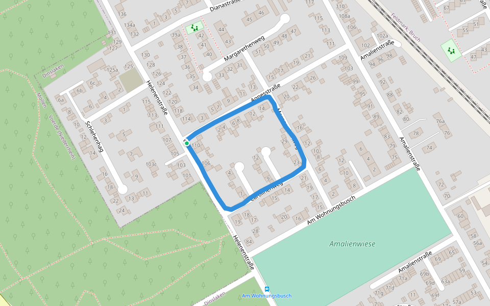Wohnungswald walking route map in Dinslaken
