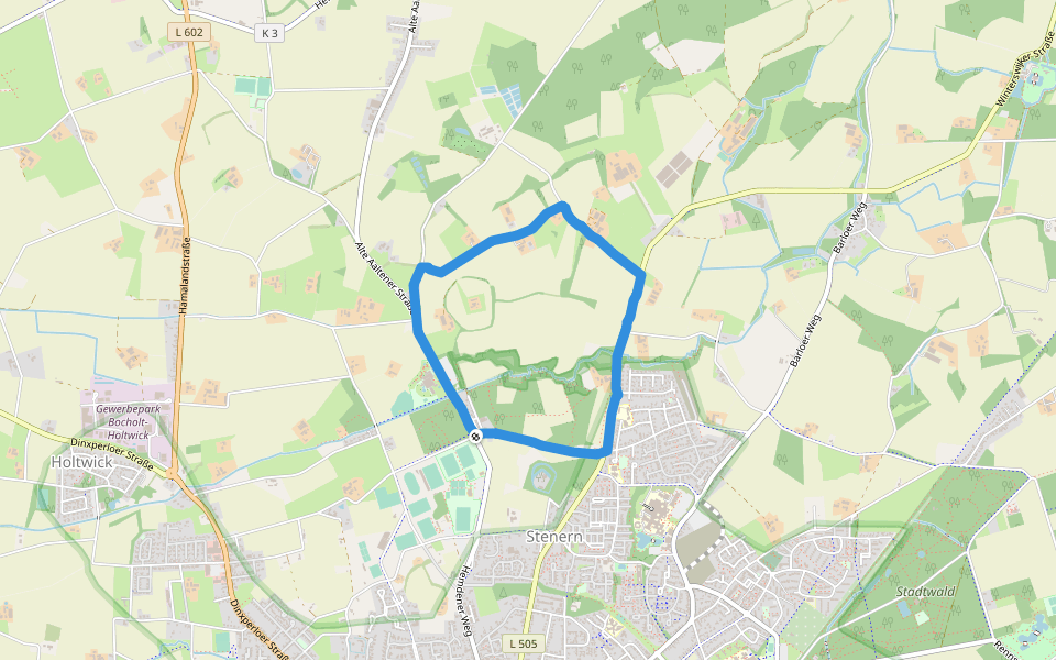 NSG Holtwicker Bach walking route map in Bocholt
