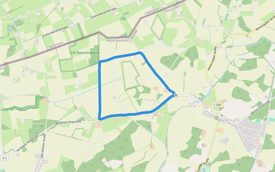 NSG Reyerdingvenn walking route map in Bocholt