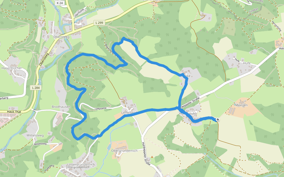 Bökerberg walking route map in Overath