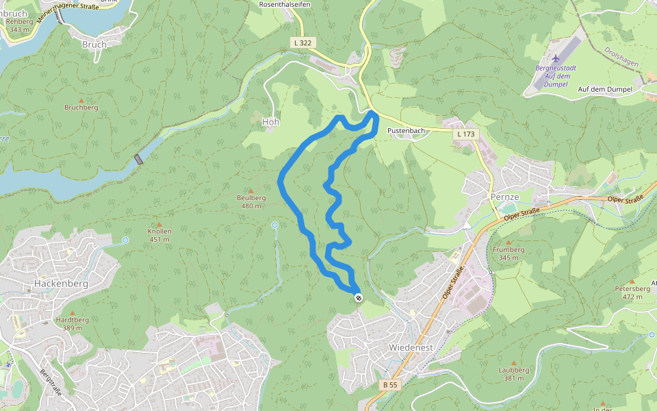 Beulberg walking route map in Bergneustadt