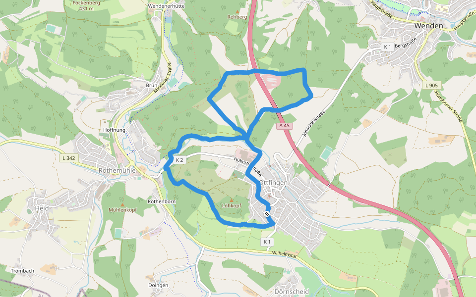 Sanct Huberto walking route map in Wenden