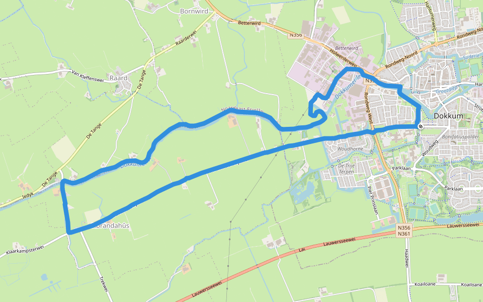 Dokkumer Ie walking route map in Dokkum