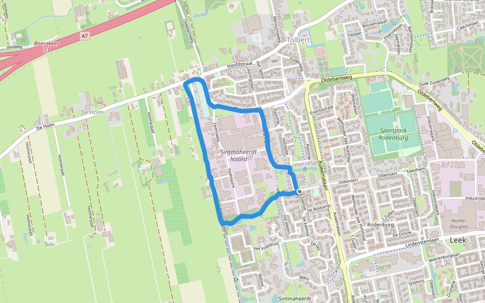 Tolbervaart walking route map in Tolbert