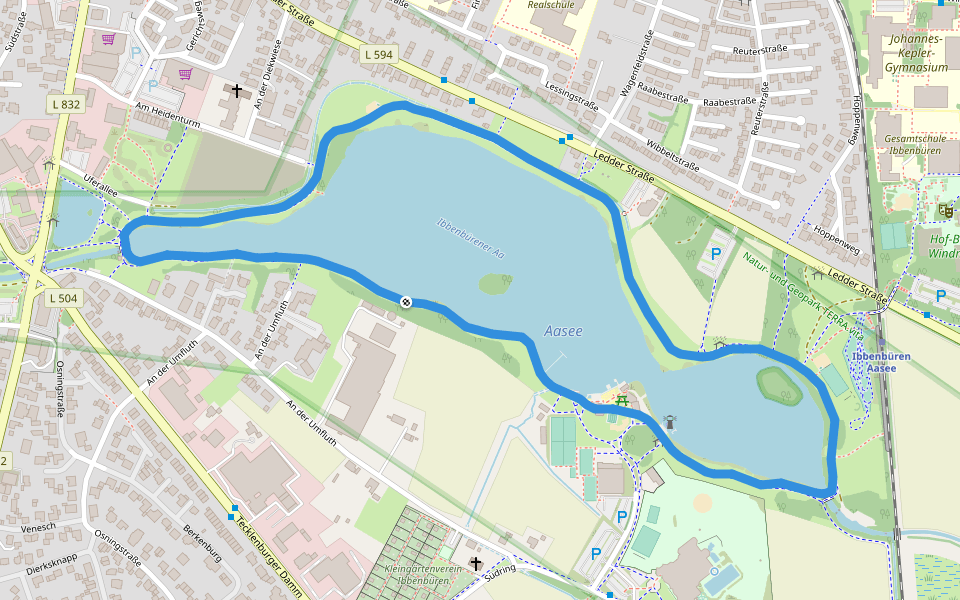 Aasee walking route map in Ibbenbüren