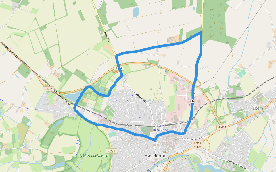 NSG Koppelwiesen walking route map in Haselünne