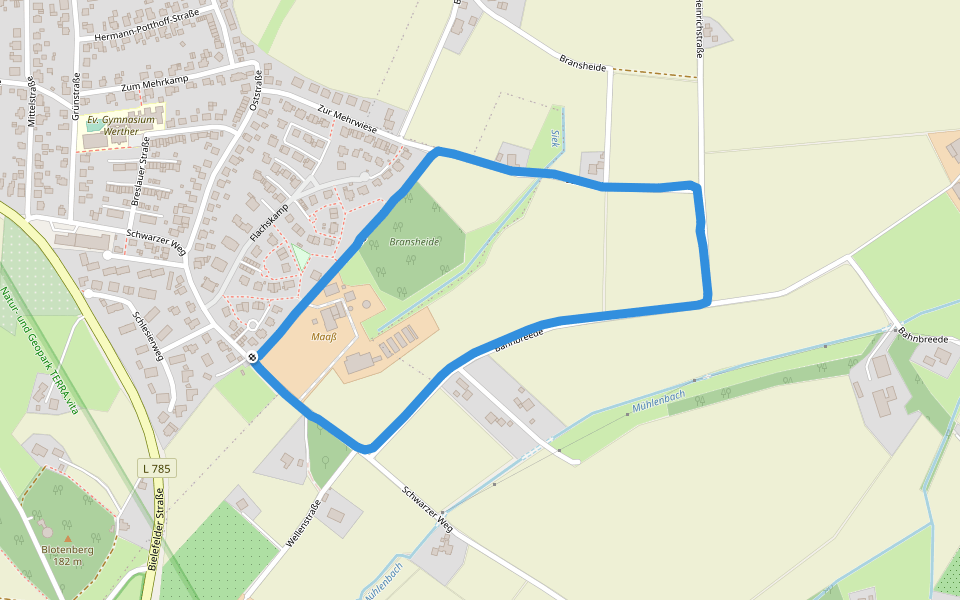 Bransheide walking route map in Werther (Westfalen)