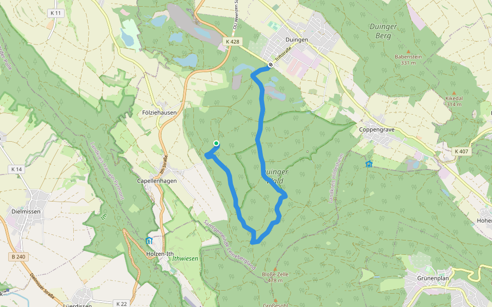 Capellenhagener Straße walking route map in Duingen