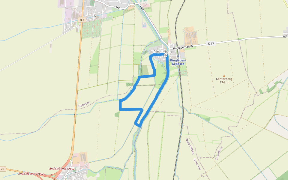 Gera-Radwanderweg walking route map in Ringleben