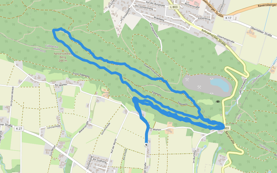 Am Erfsiek walking route map in Hüllhorst