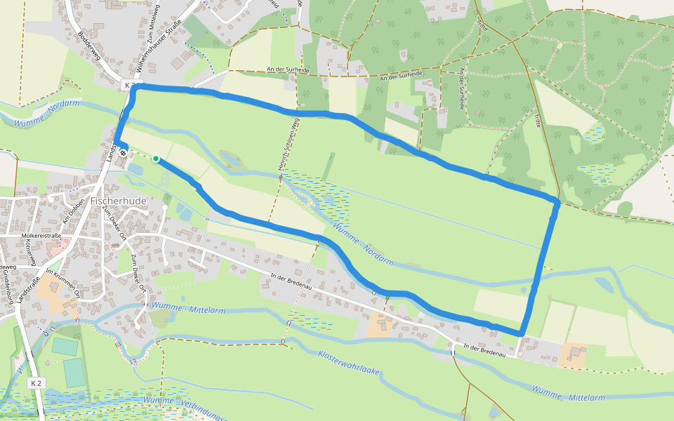 Hinrich-Schloen-Weg walking route map in Ottersberg