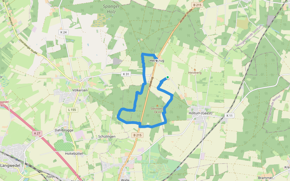 Overing walking route map in Kirchlinteln