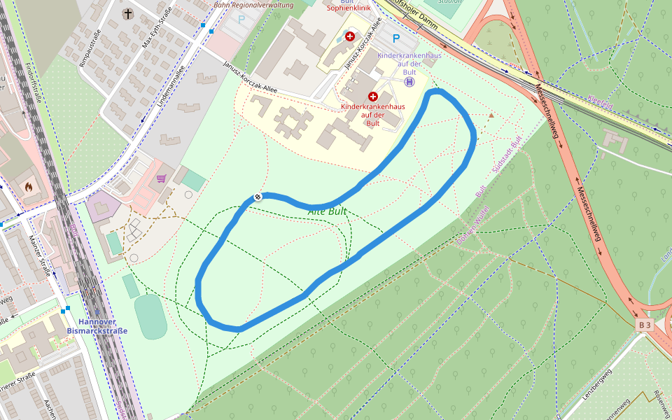 Alte Bult walking route map in Hannover