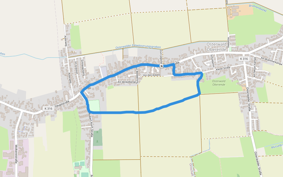 Osterwald Oberende walking route map in Garbsen