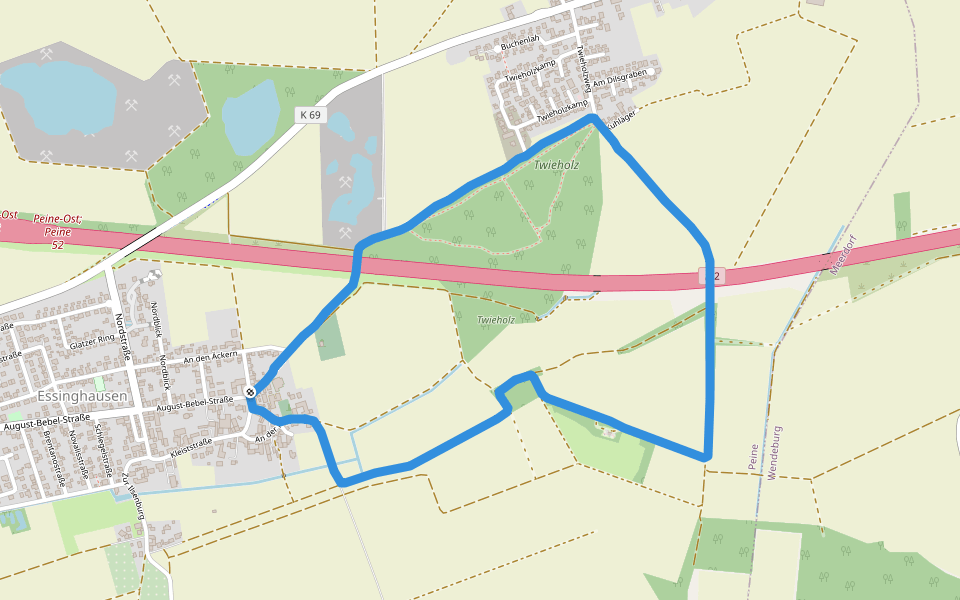 Twieholz walking route map in Peine