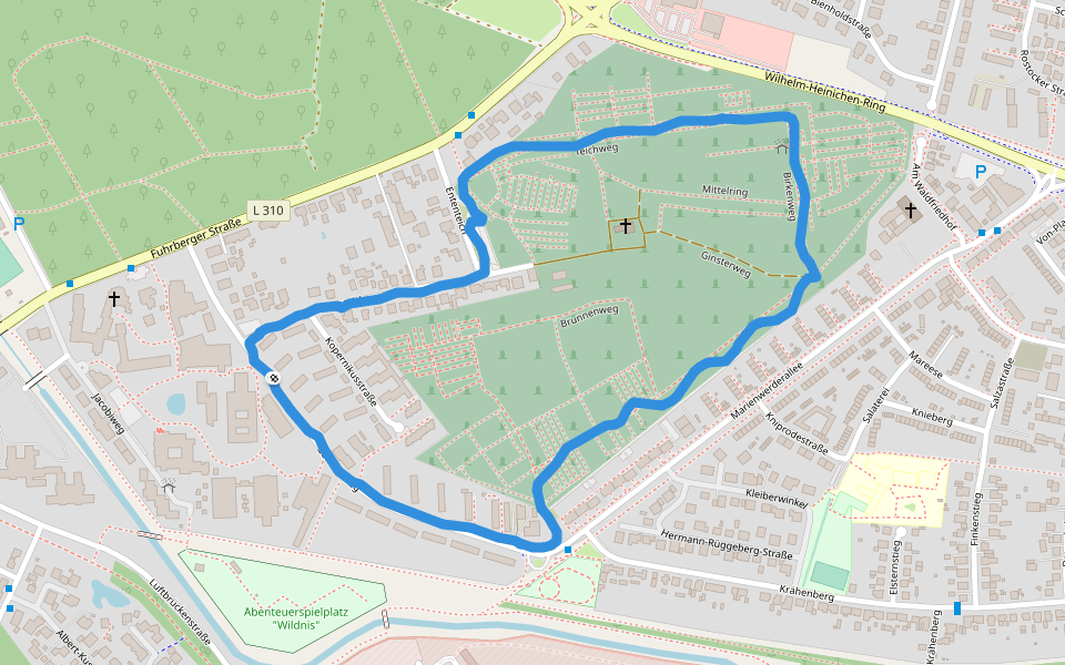 Waldfriedho walking route map in Celle