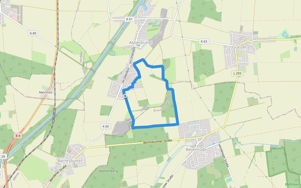 Kohlenbusch walking route map in Meine