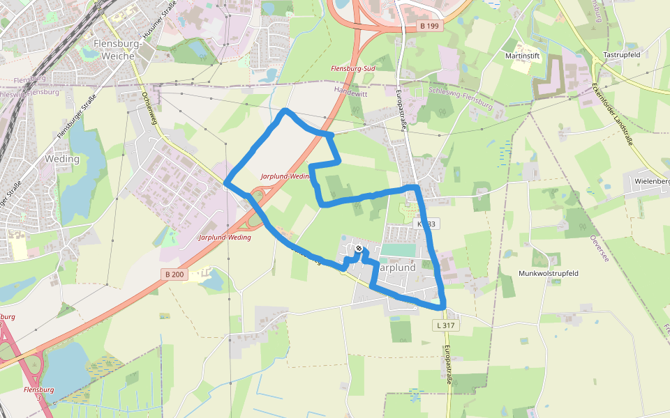 Campingplatz Jarplund walking route map in Handewitt