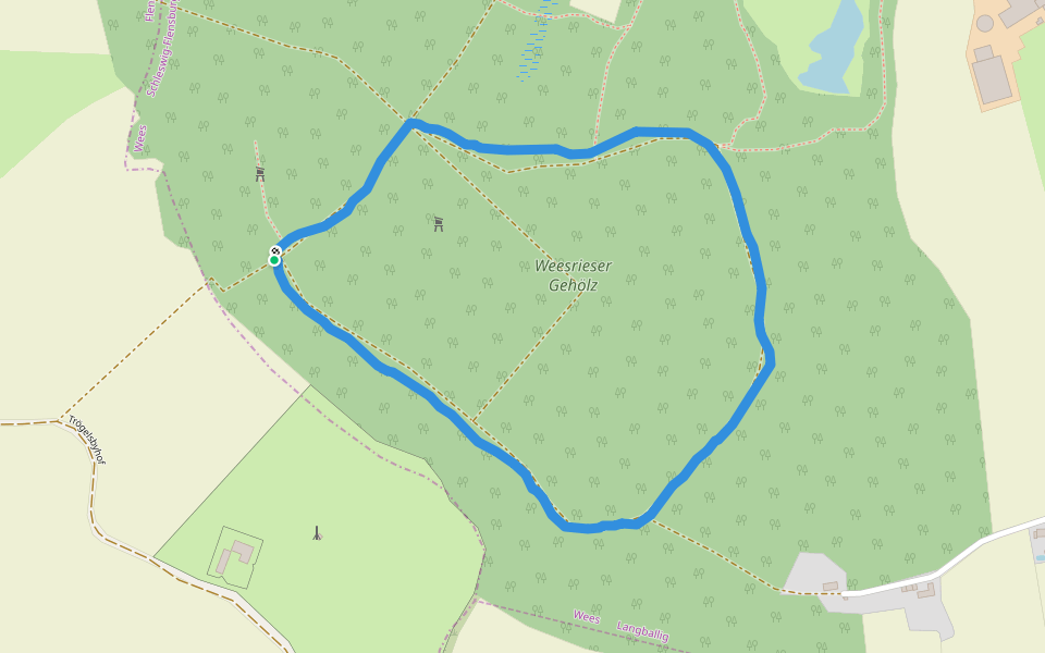 Weesrieser Gehölz walking route map in Flensburg