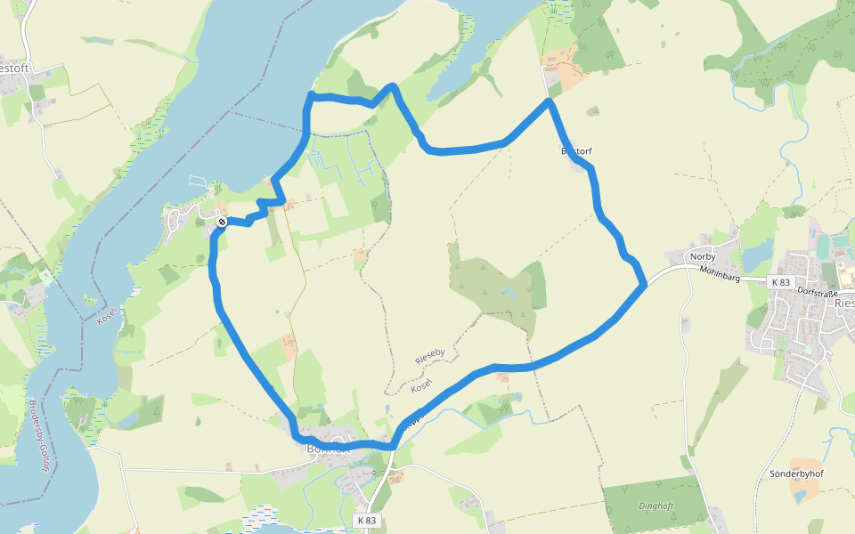 Schlei walking route map in Kosel