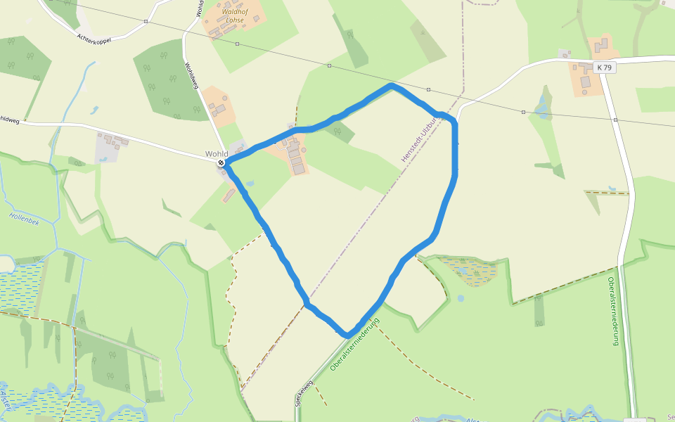 Oberalsterniederung walking route map in Henstedt-Ulzburg