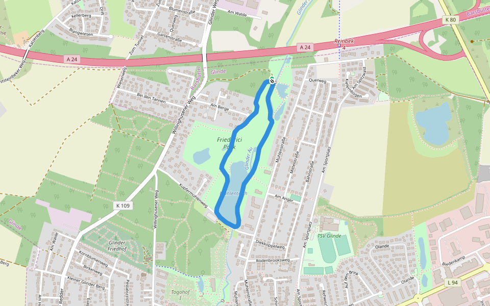 Friederici Park walking route map in Glinde