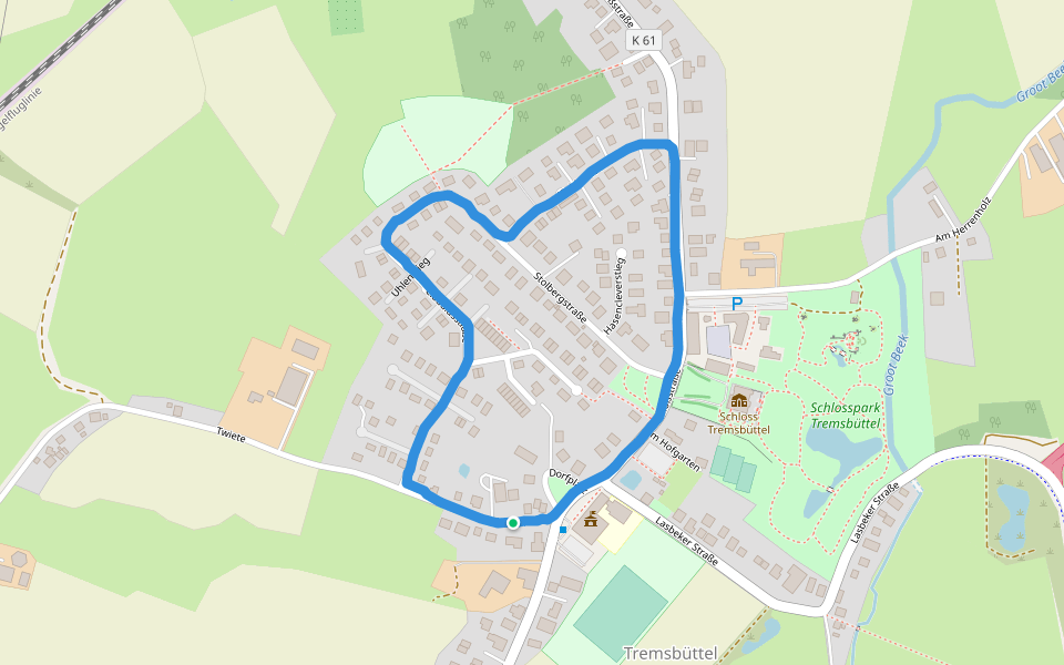 Schlosspark Tremsbüttel walking route map in Tremsbüttel