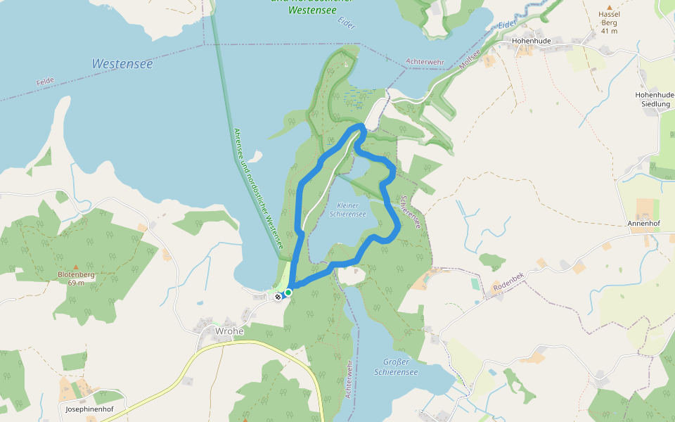 Kleiner Schierensee walking route map in Westensee