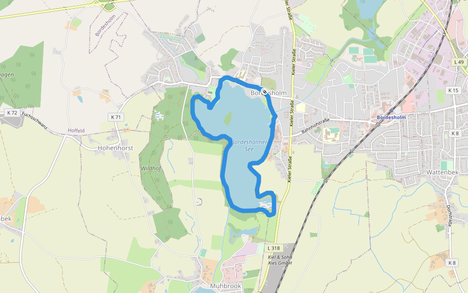 Bordesholmer See walking route map in Bordesholm