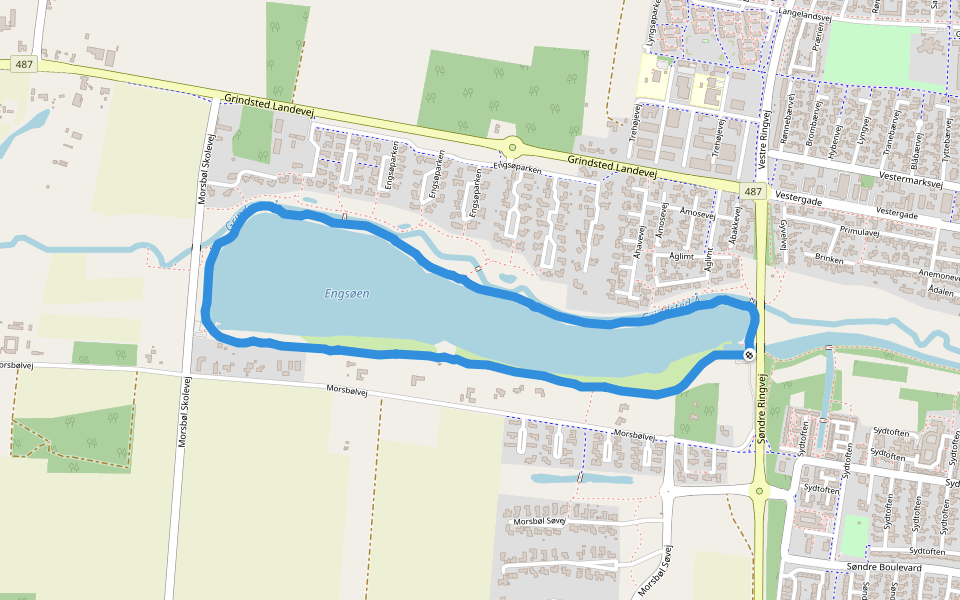 Engsøen walking route map in Grindsted