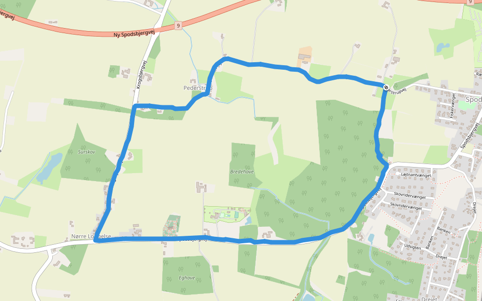 Billevænge Camping walking route map in Rudkøbing