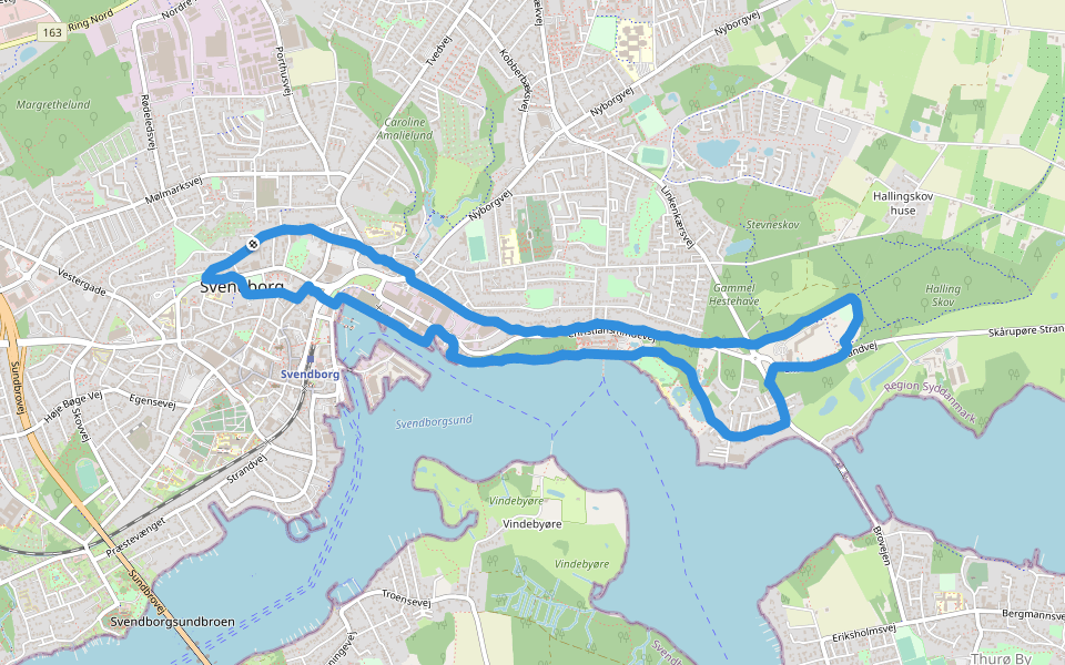 Gammel Hestehave walking route map in Svendborg