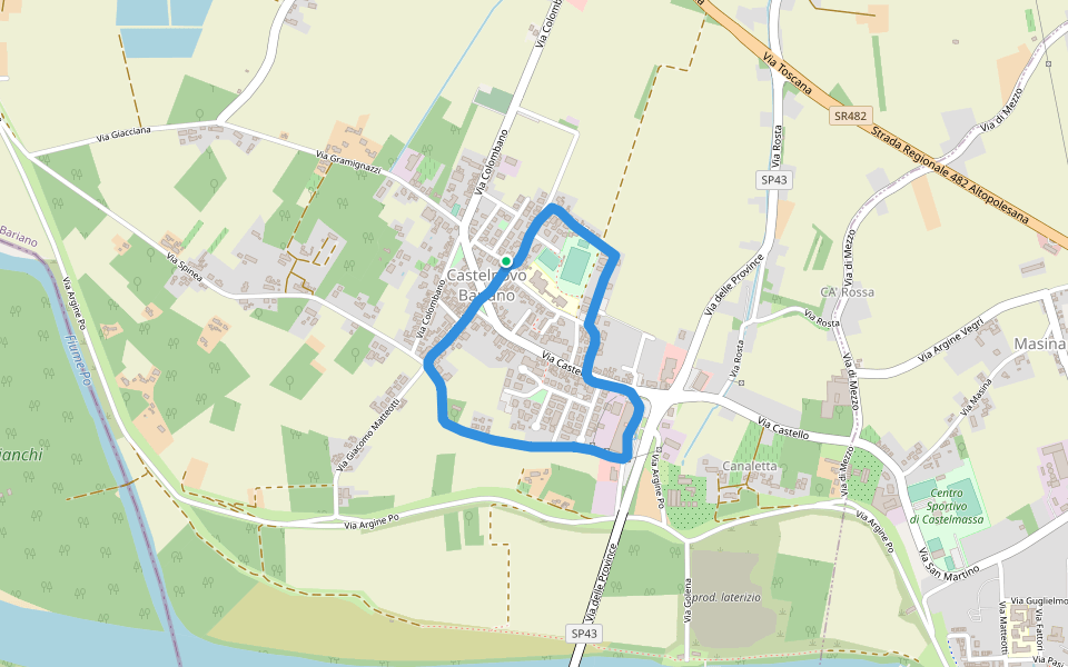 Campo Sportivo di Castelnovo walking route map in Castelnovo Bariano