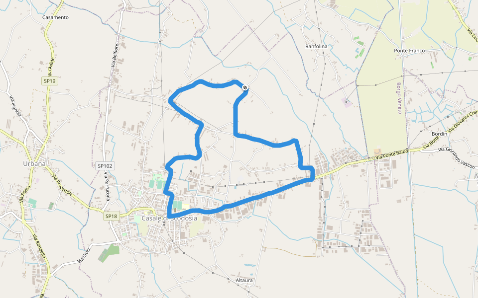 Scolo Fornace Ingrasso' walking route map in Casale di Scodosia