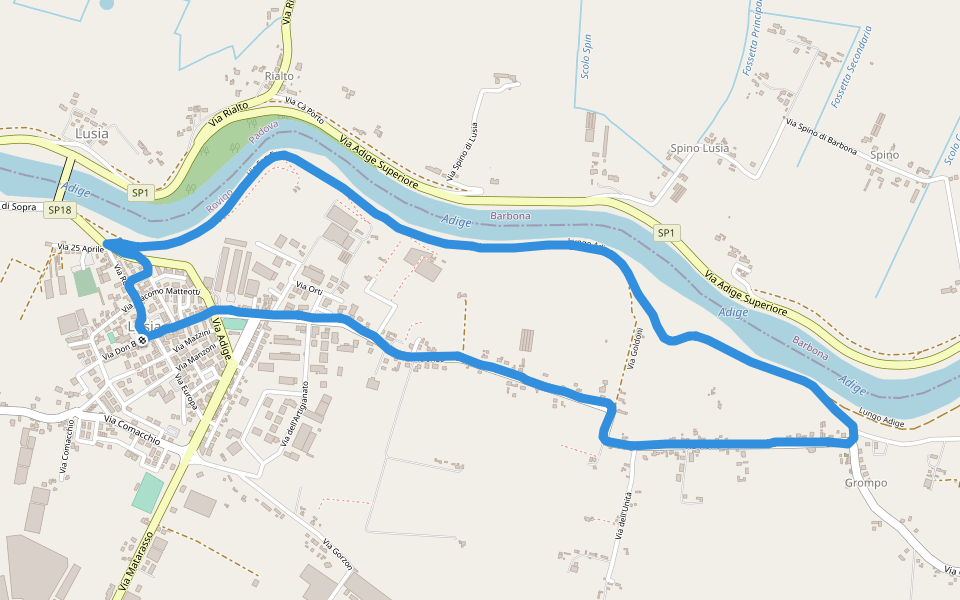 Adige walking route map in Lusia